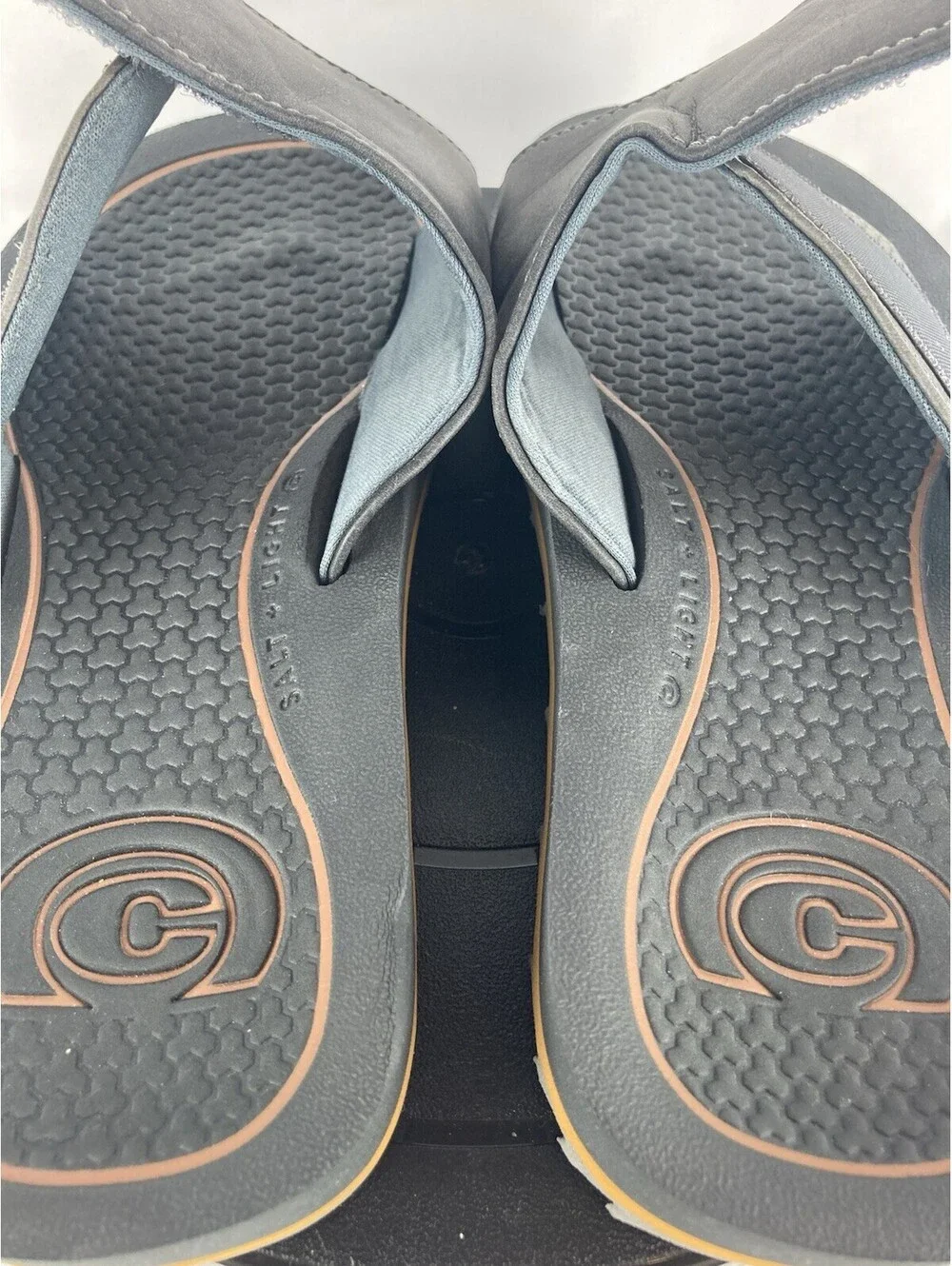 Men’s Size 8 ⁠Cobian Slide Sandals Dark Grey Tan Adjustable Cushion Salt Light